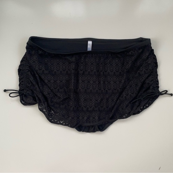 Cacique No-Wire Blouson Crochet Swim Tankini Top & Swim Skirt BLACK Size 22/24 - Picture 10 of 16